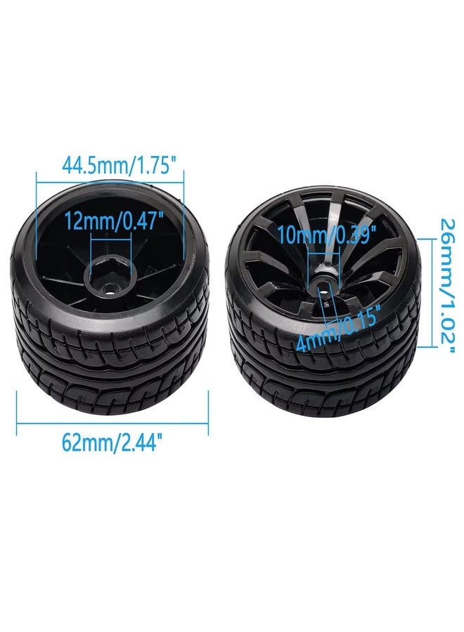 Rowiz 1/10 RC Drift Wheels 12mm Plastic RC Drift Tires & Black 10 Spokes Wheel Rims Pack of 4 - Image 2